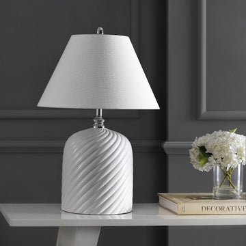 Serge Swirl 28.5" Ceramic Bohemian Glam LED Table Lamp - JONATHAN Y